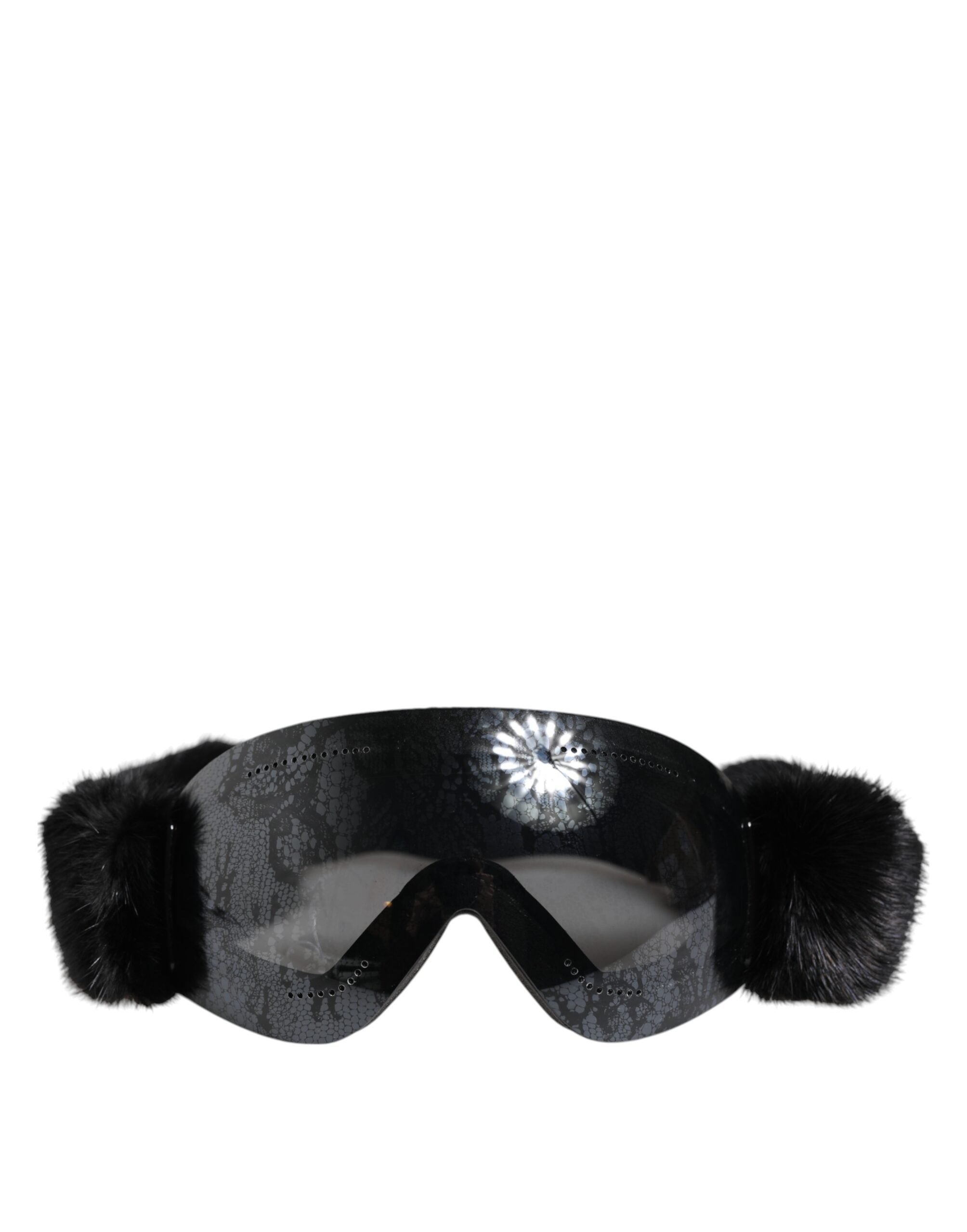 Dolce & Gabbana Schwarze Bi0759 Spitze verspiegelte Skibrille Maske Sonnenbrille