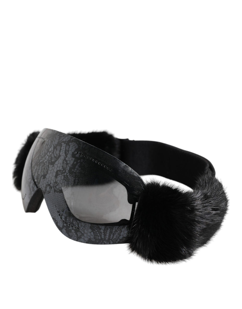 Dolce & Gabbana Schwarze Bi0759 Spitze verspiegelte Skibrille Maske Sonnenbrille