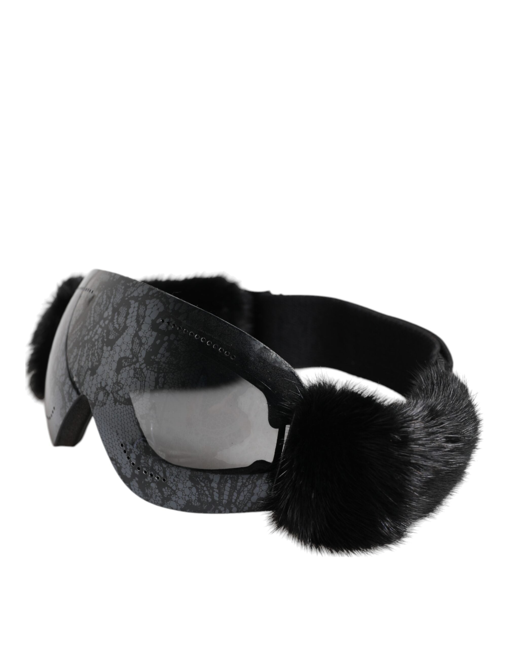 Dolce & Gabbana Schwarze Bi0759 Spitze verspiegelte Skibrille Maske Sonnenbrille