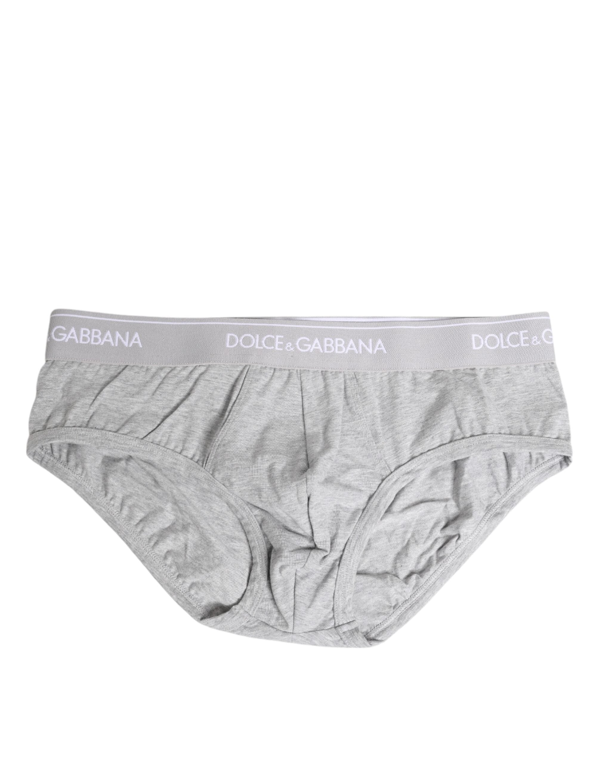 Dolce & Gabbana Grauer Baumwoll-Stretch-Slip Regular Unterwäsche