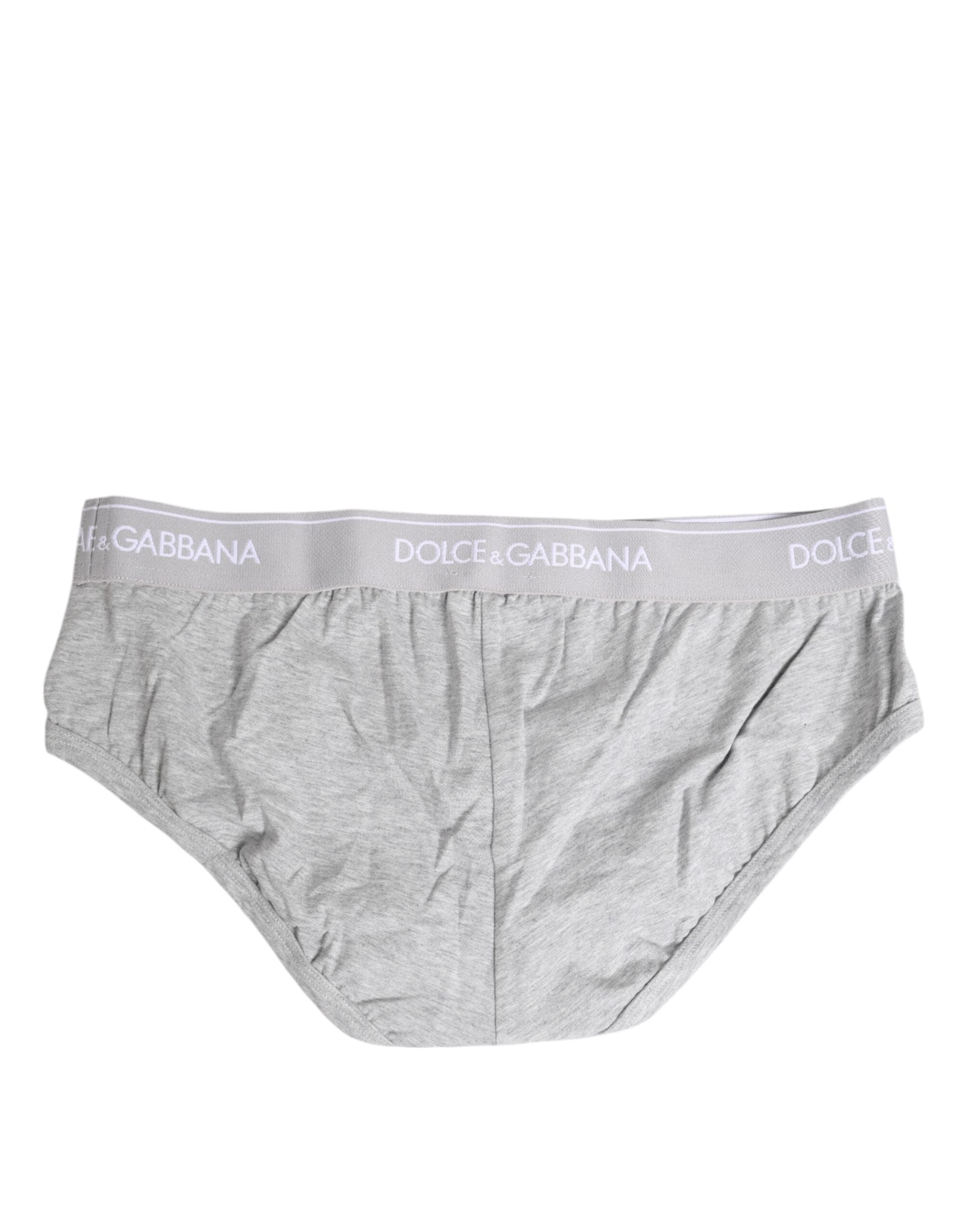 Dolce & Gabbana Grauer Baumwoll-Stretch-Slip Regular Unterwäsche