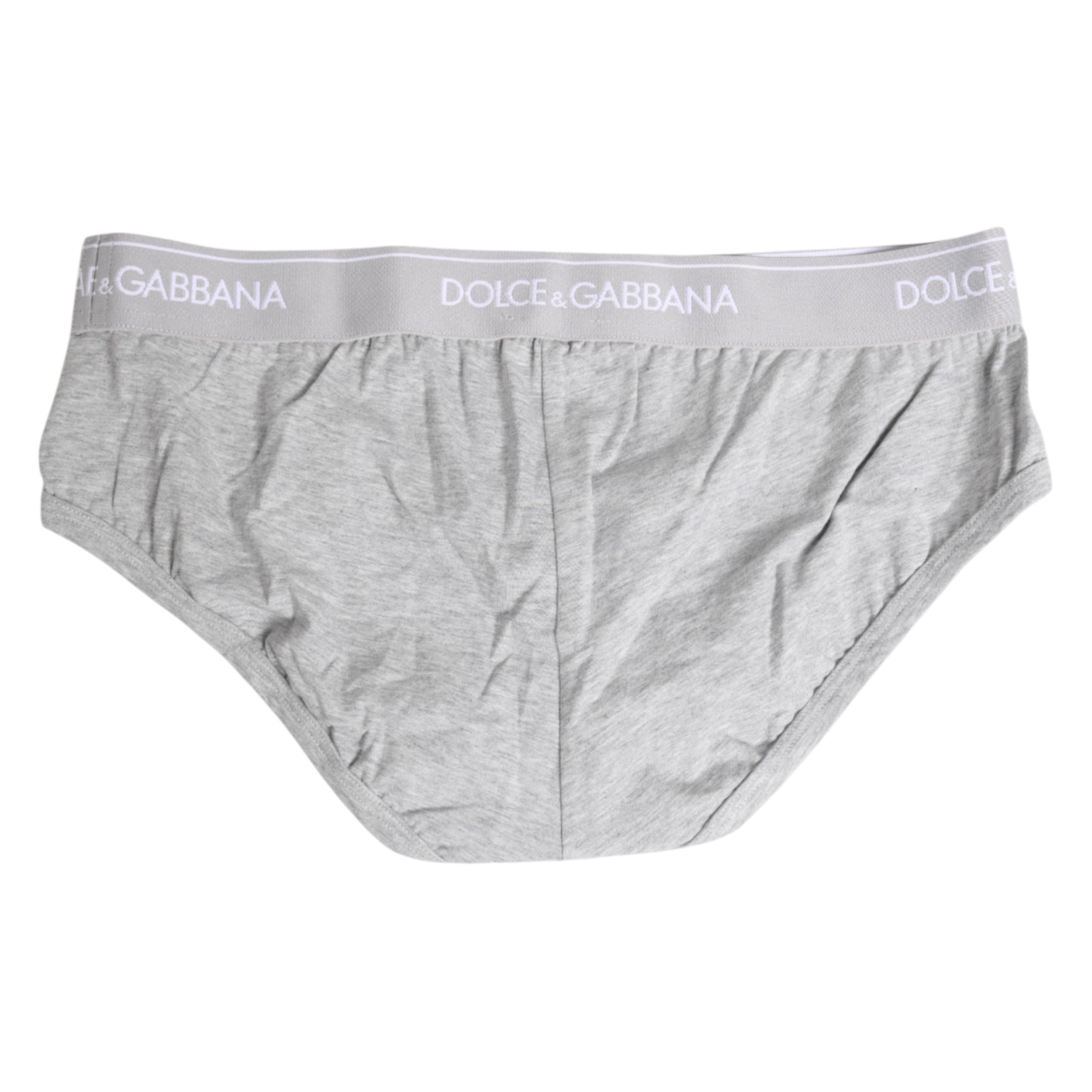 Dolce & Gabbana Grauer Baumwoll-Stretch-Slip Regular Unterwäsche
