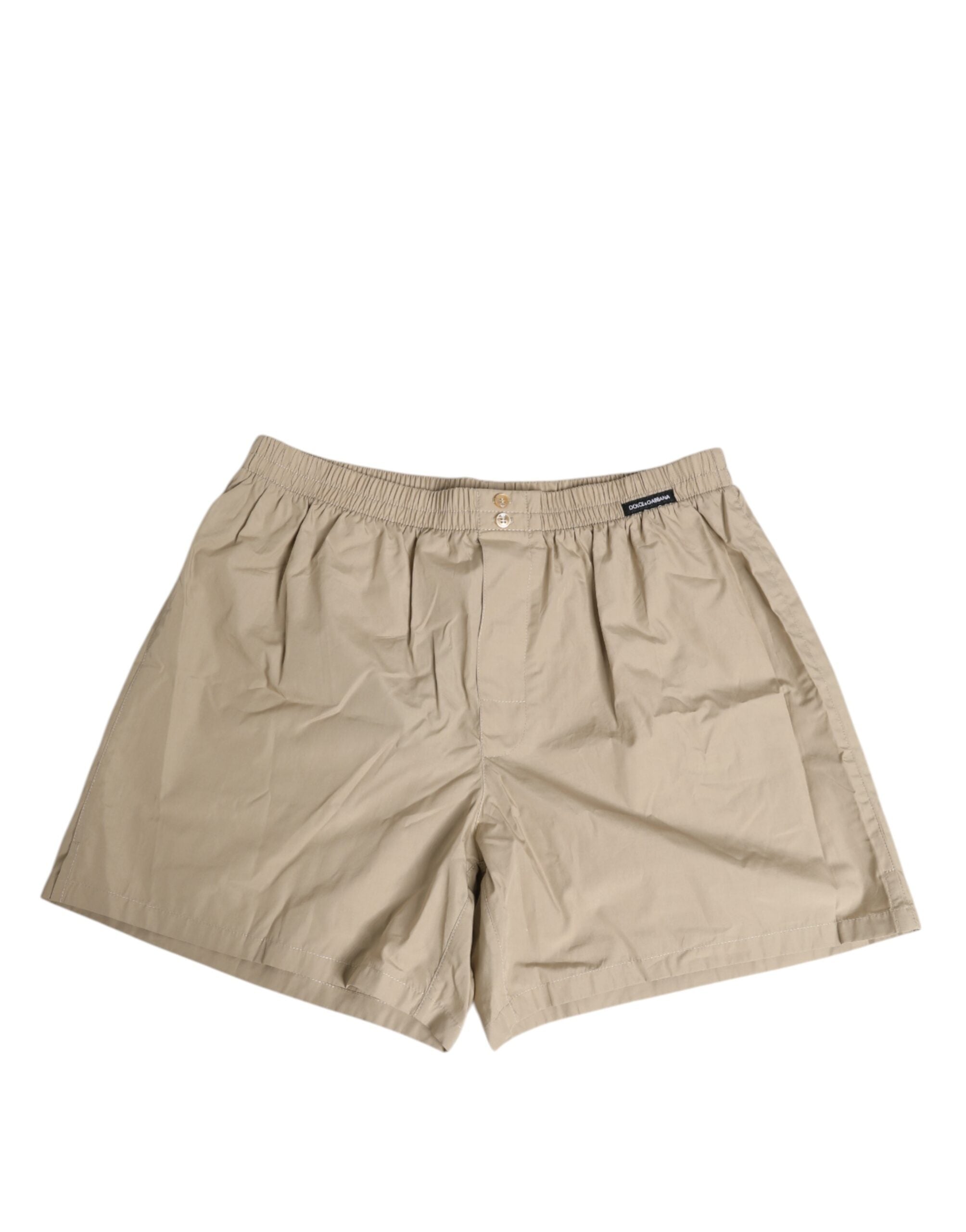 Dolce & Gabbana Beige Cotton Regular Boxer Briefs Underwear