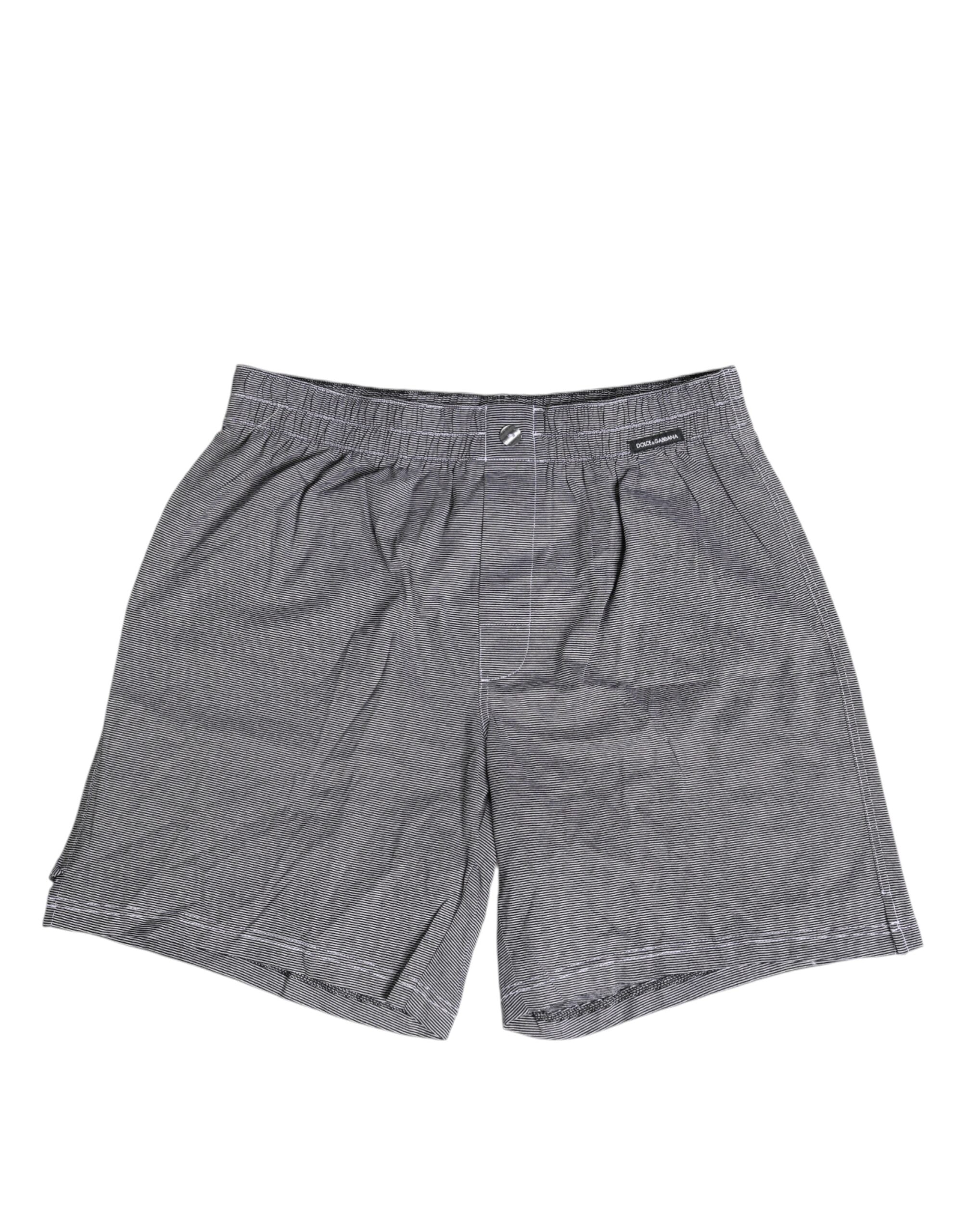 Dolce & Gabbana Graue gestreifte Baumwoll-Boxer-Unterwäsche Regular