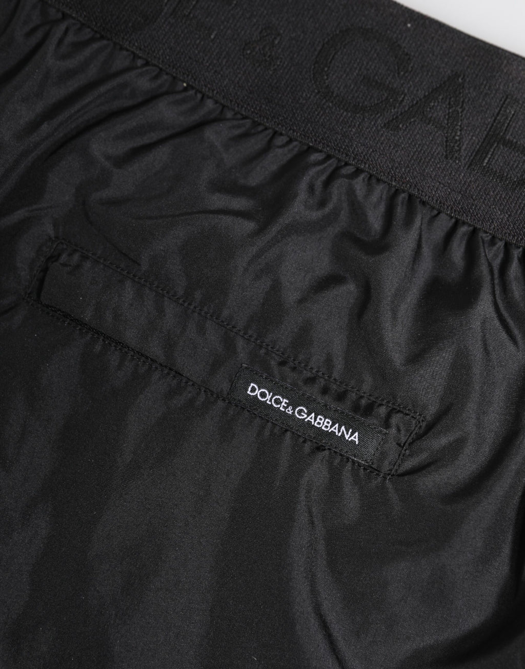 Dolce & Gabbana Schwarzer Logoprint Beachwear Männer Shorts Bademode