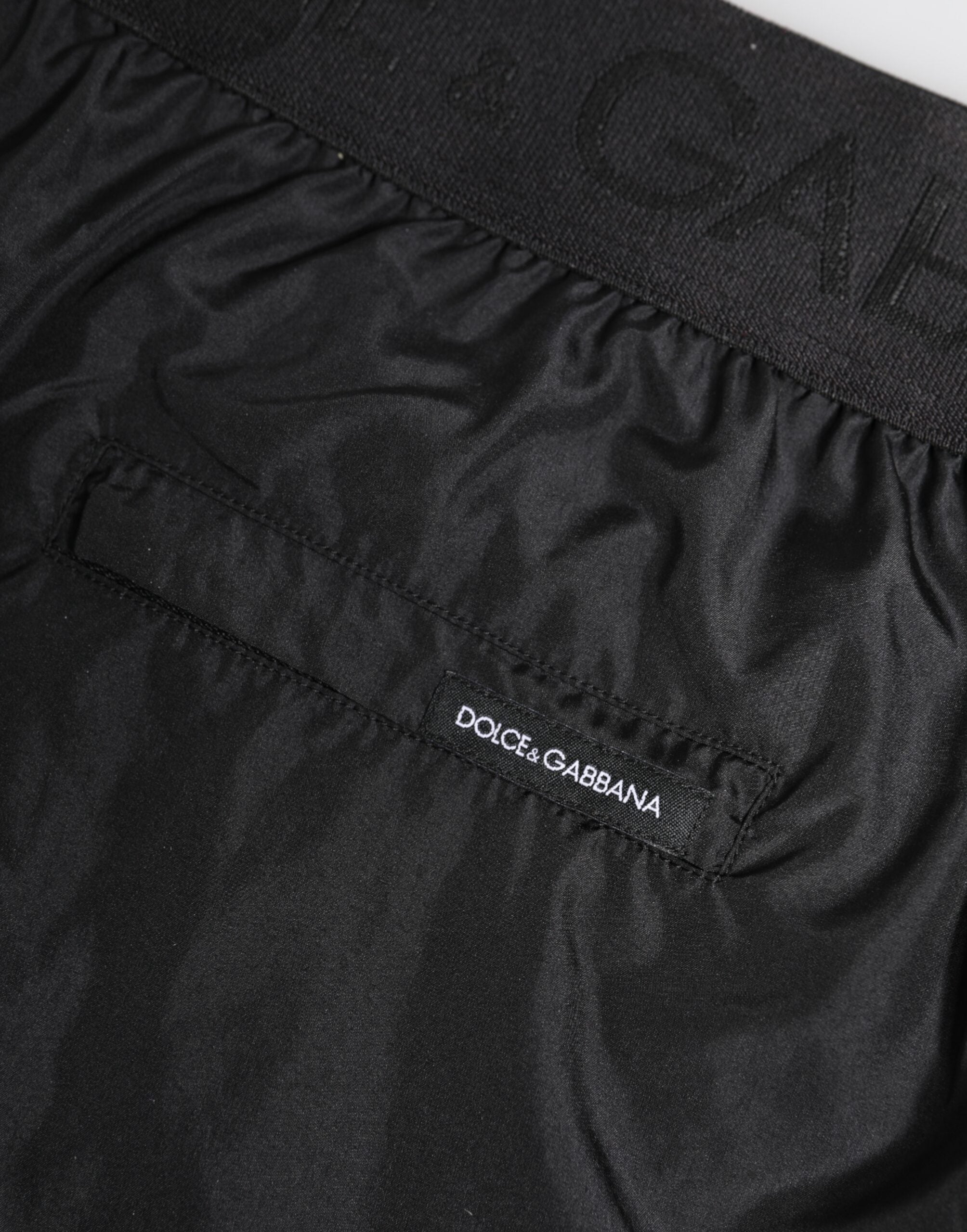 Dolce & Gabbana Schwarzer Logoprint Beachwear Männer Shorts Bademode