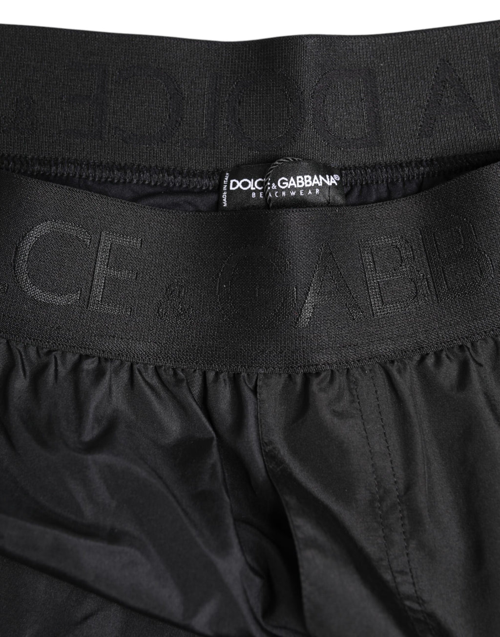 Dolce & Gabbana Schwarzer Logoprint Beachwear Männer Shorts Bademode