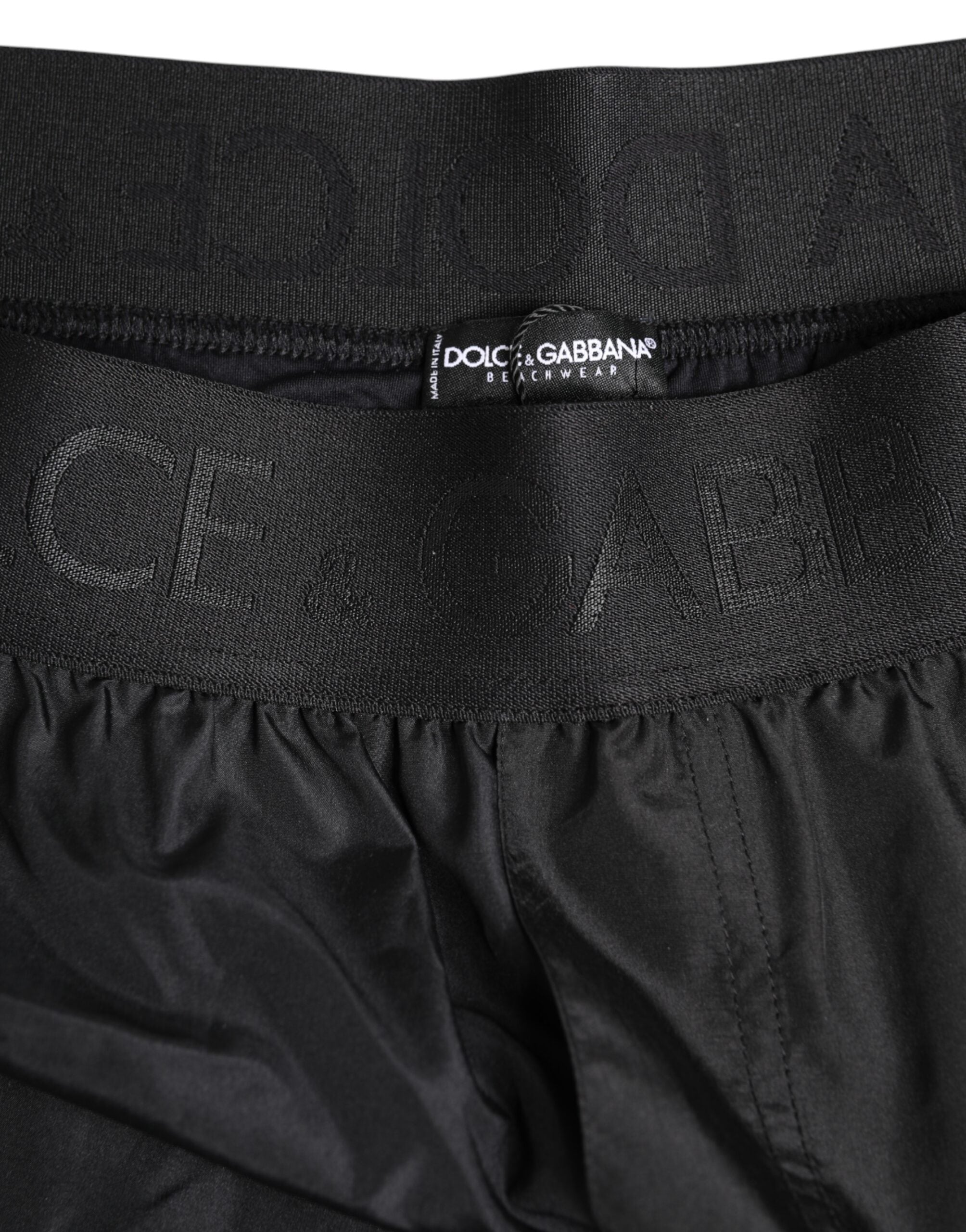Dolce & Gabbana Schwarzer Logoprint Beachwear Männer Shorts Bademode