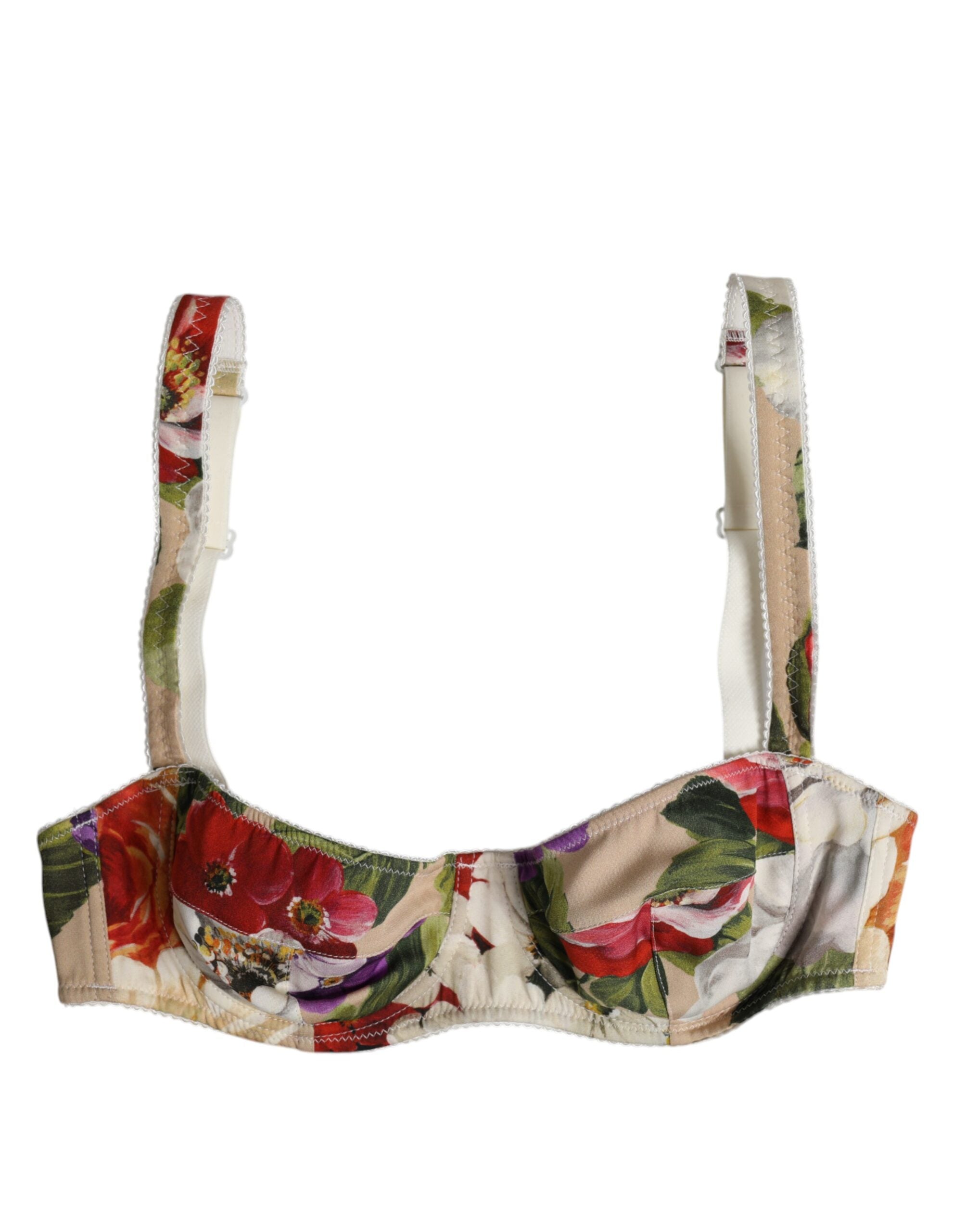 Dolce & Gabbana Beige Floral Balconcino Underwire Bra Underwear