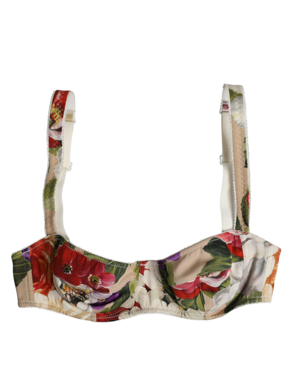 Dolce & Gabbana Beige Floral Balconcino Underwire Bra Underwear