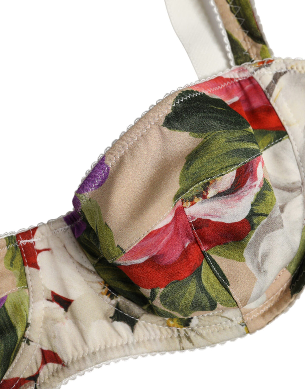 Dolce & Gabbana Beige Floral Balconcino Underwire Bra Underwear