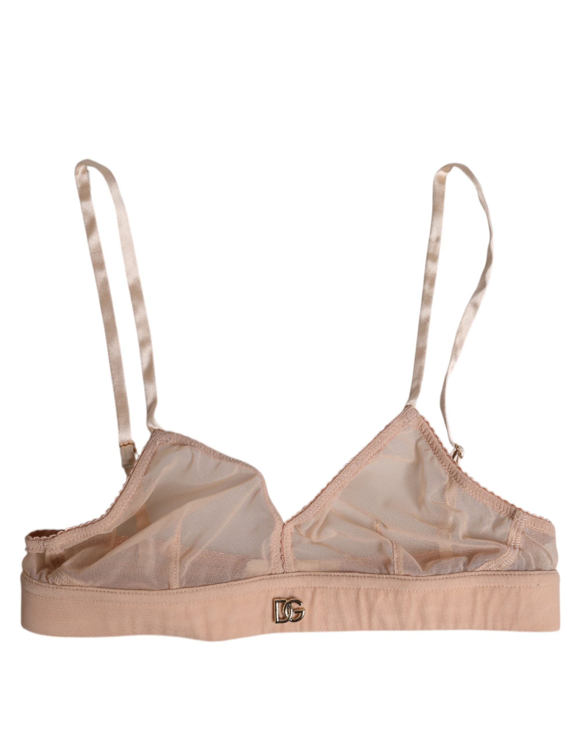 Dolce & Gabbana Puderrosa Nylon DG Logo Bügelfreier BH Unterwäsche
