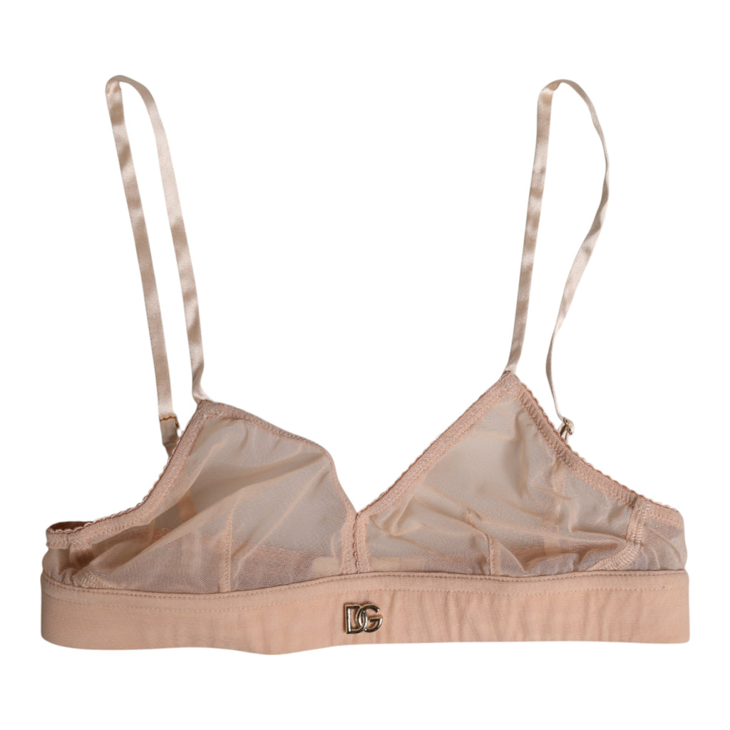 Dolce & Gabbana Puderrosa Nylon DG Logo Bügelfreier BH Unterwäsche