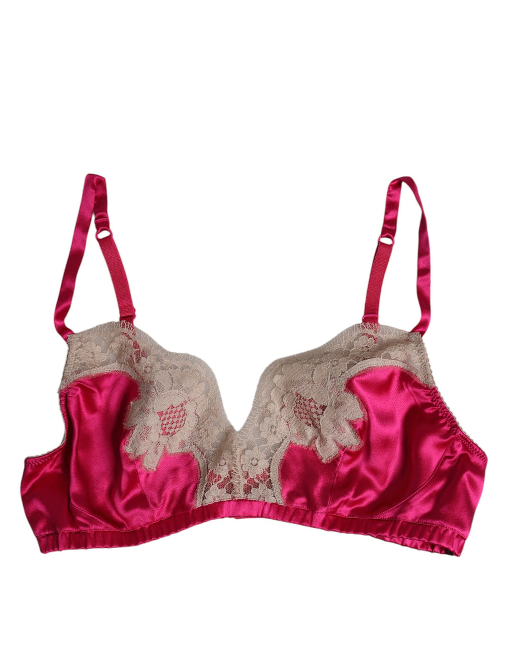 Dolce & Gabbana Magenta Floral Lace Silk Non-Wire Bra Underwear