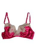Dolce & Gabbana Magenta Floral Lace Silk Non-Wire Bra Underwear