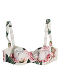 Dolce & Gabbana White Floral Underwired Balconette Bra Underwear