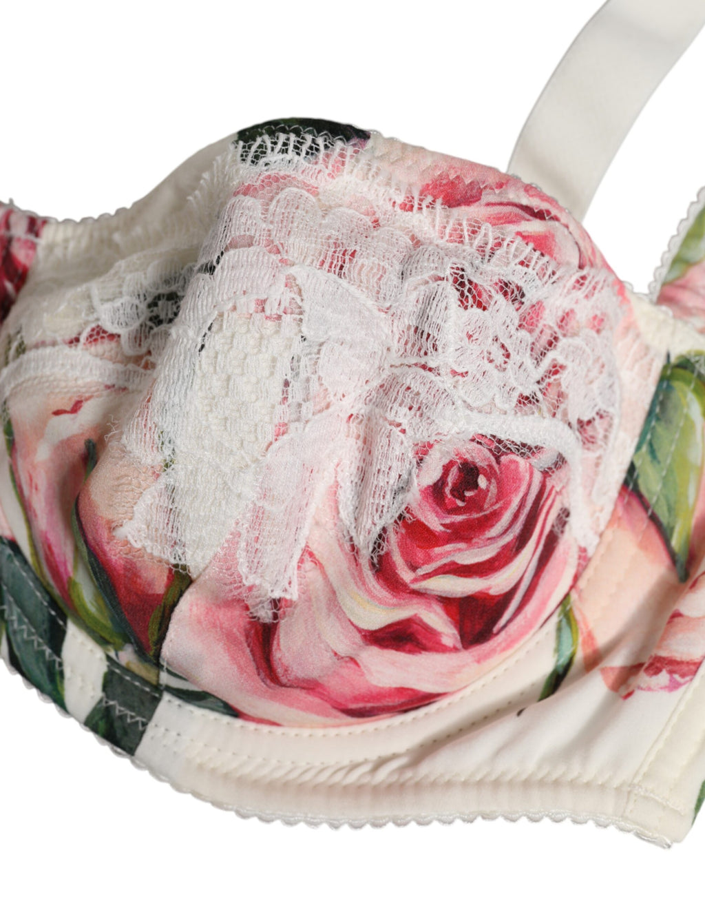 Dolce & Gabbana White Floral Underwired Balconette Bra Underwear