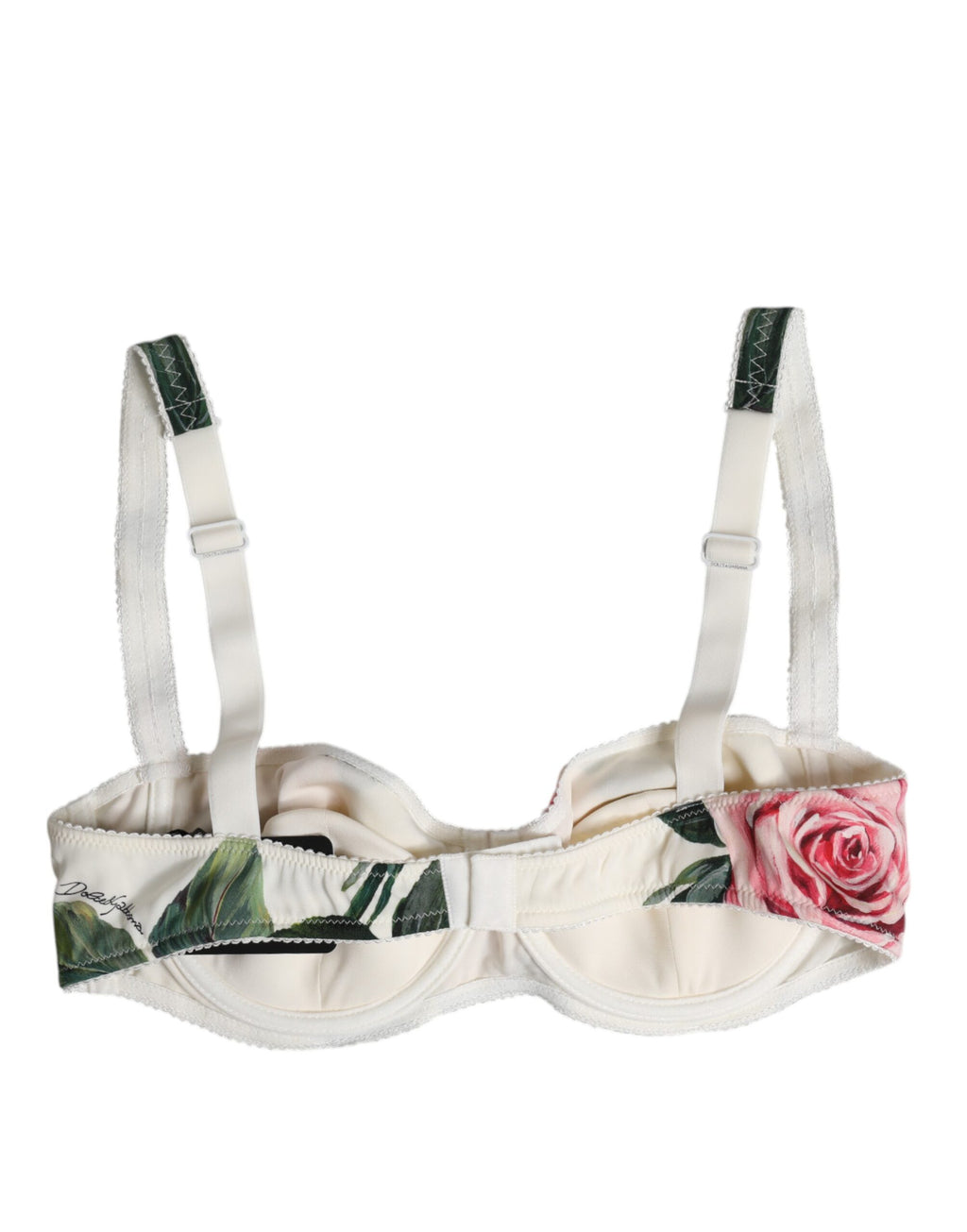 Dolce & Gabbana White Floral Underwired Balconette Bra Underwear