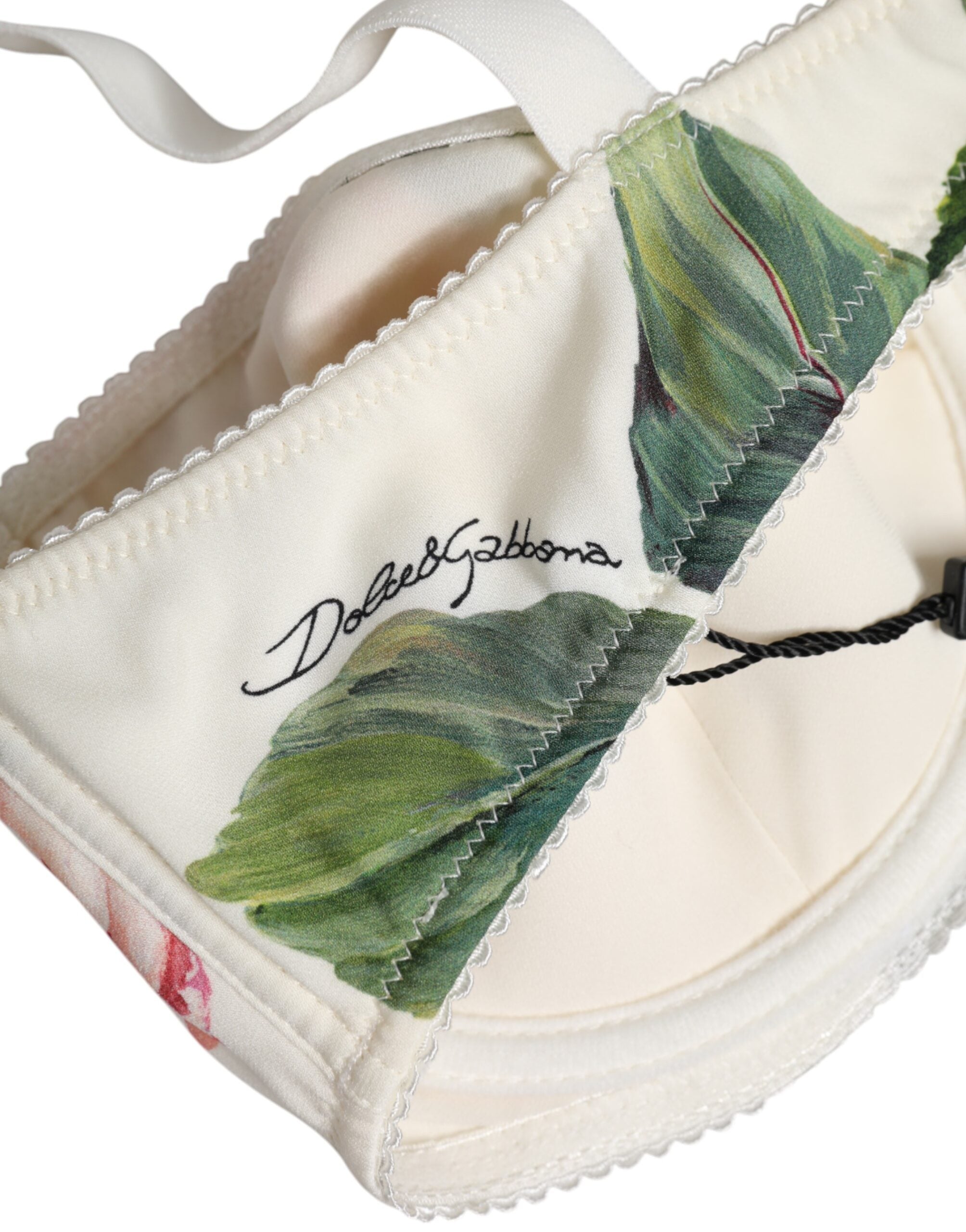 Dolce & Gabbana White Floral Underwired Balconette Bra Underwear