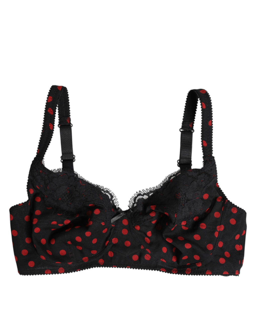 Dolce & Gabbana Black and Red Polka Dot Underwired Balconette Lingerie