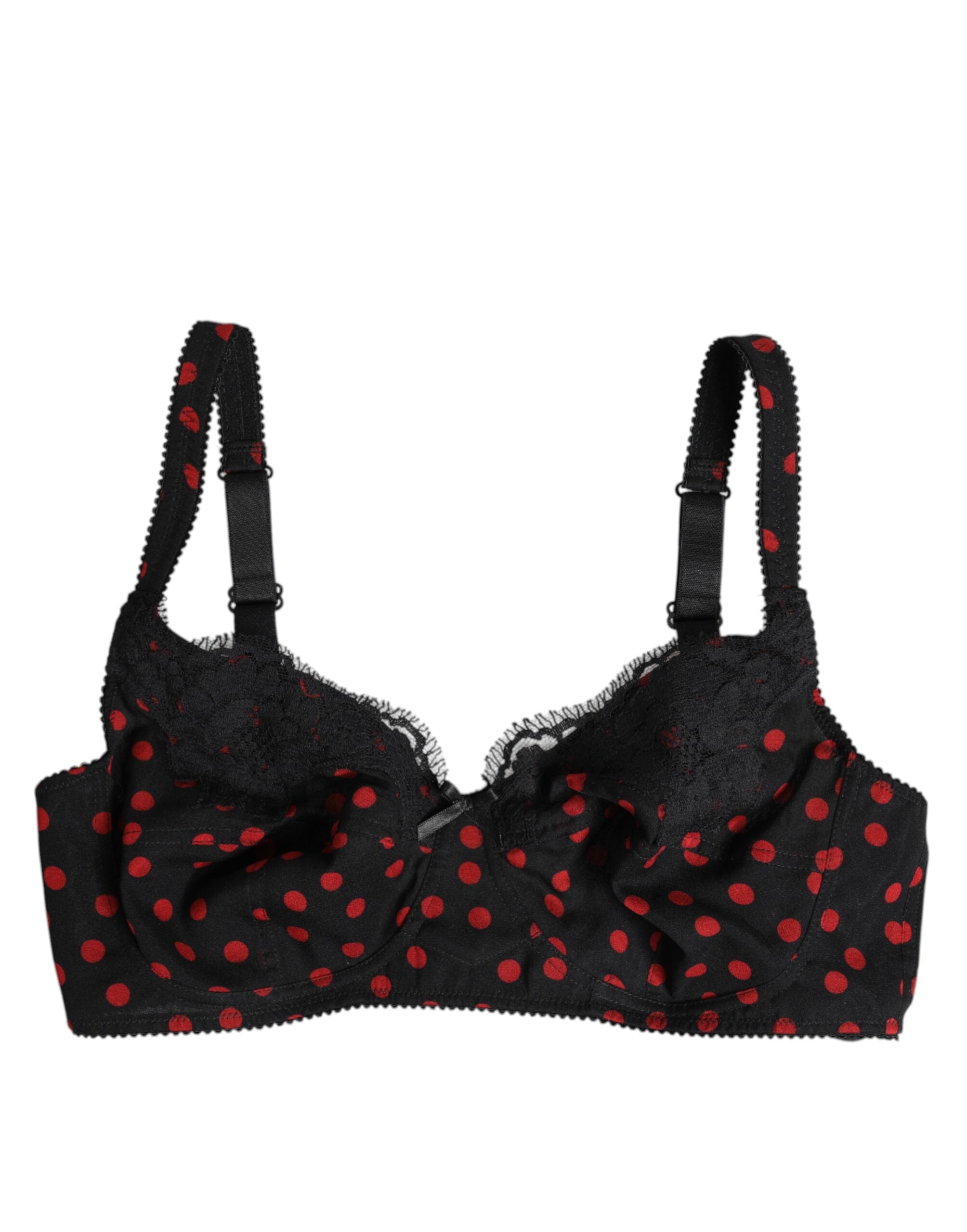 Dolce & Gabbana Black and Red Polka Dot Underwired Balconette Lingerie