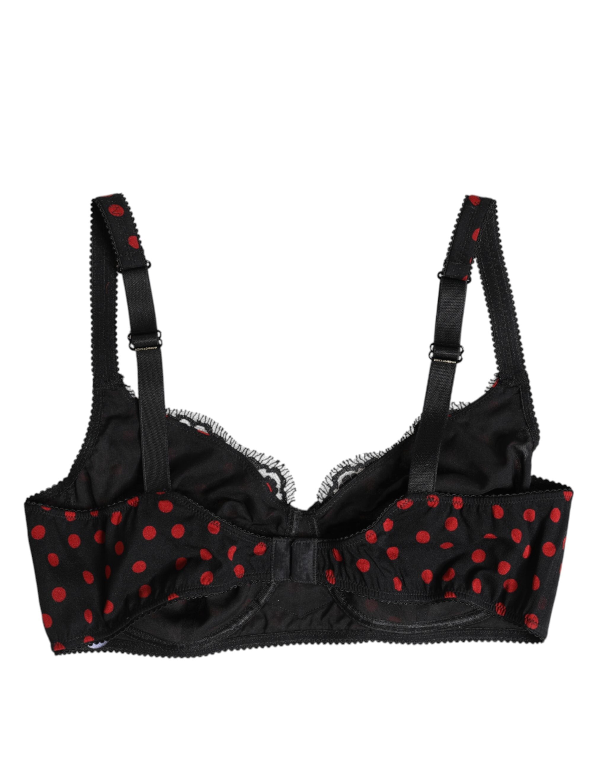 Dolce & Gabbana Black and Red Polka Dot Underwired Balconette Lingerie