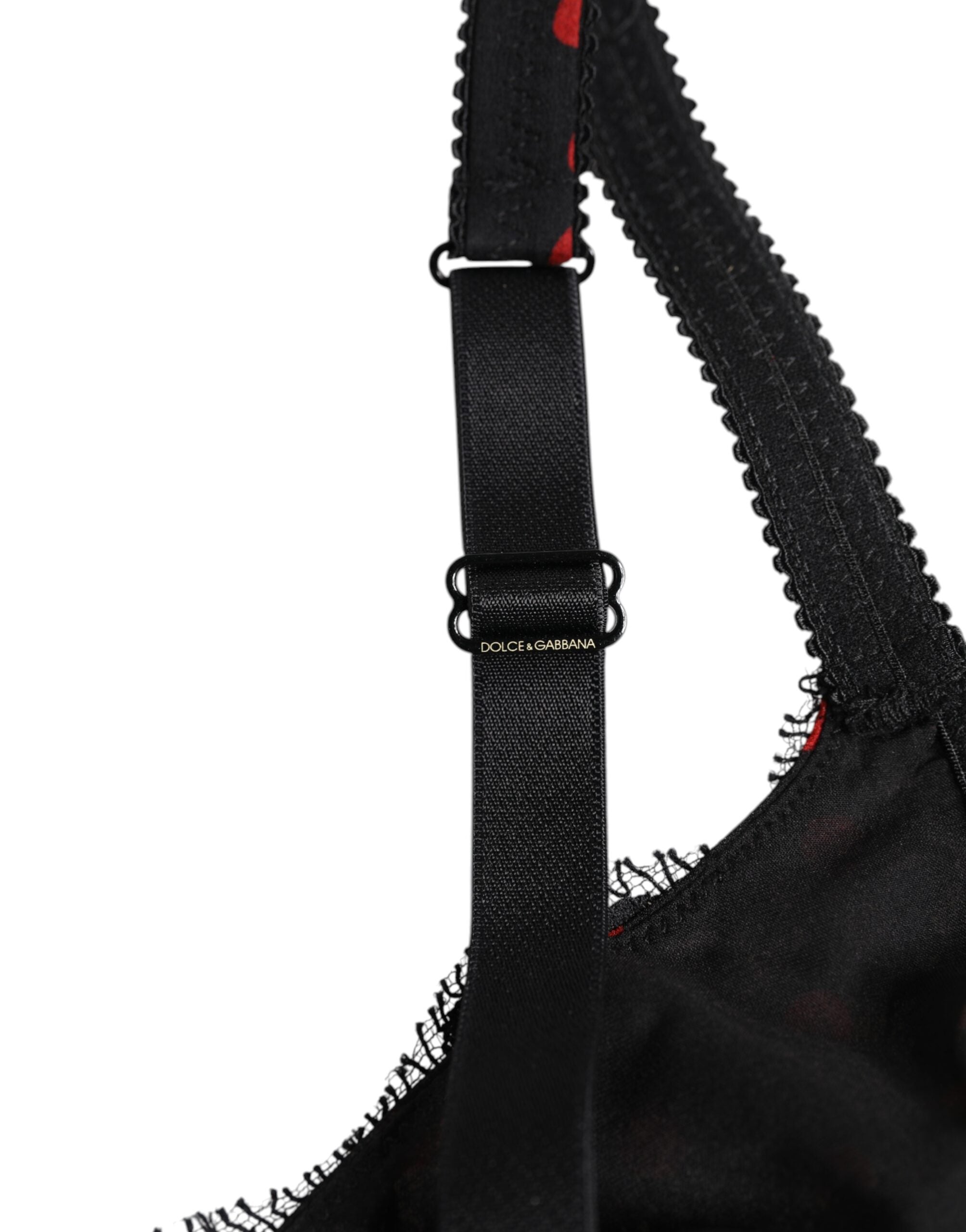 Dolce & Gabbana Black and Red Polka Dot Underwired Balconette Lingerie