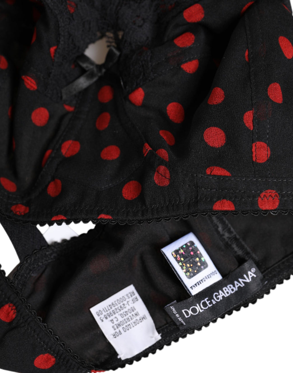 Dolce & Gabbana Black and Red Polka Dot Underwired Balconette Lingerie