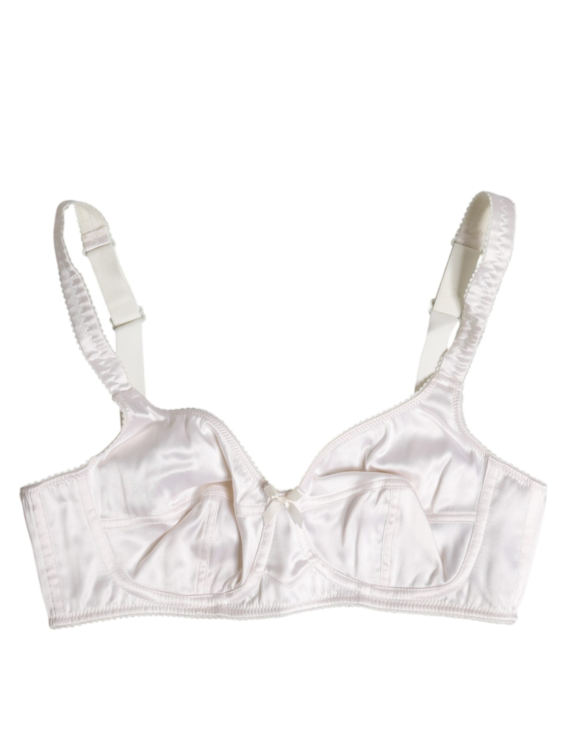 Dolce & Gabbana White Silk Wireless Balconette Bra Underwear