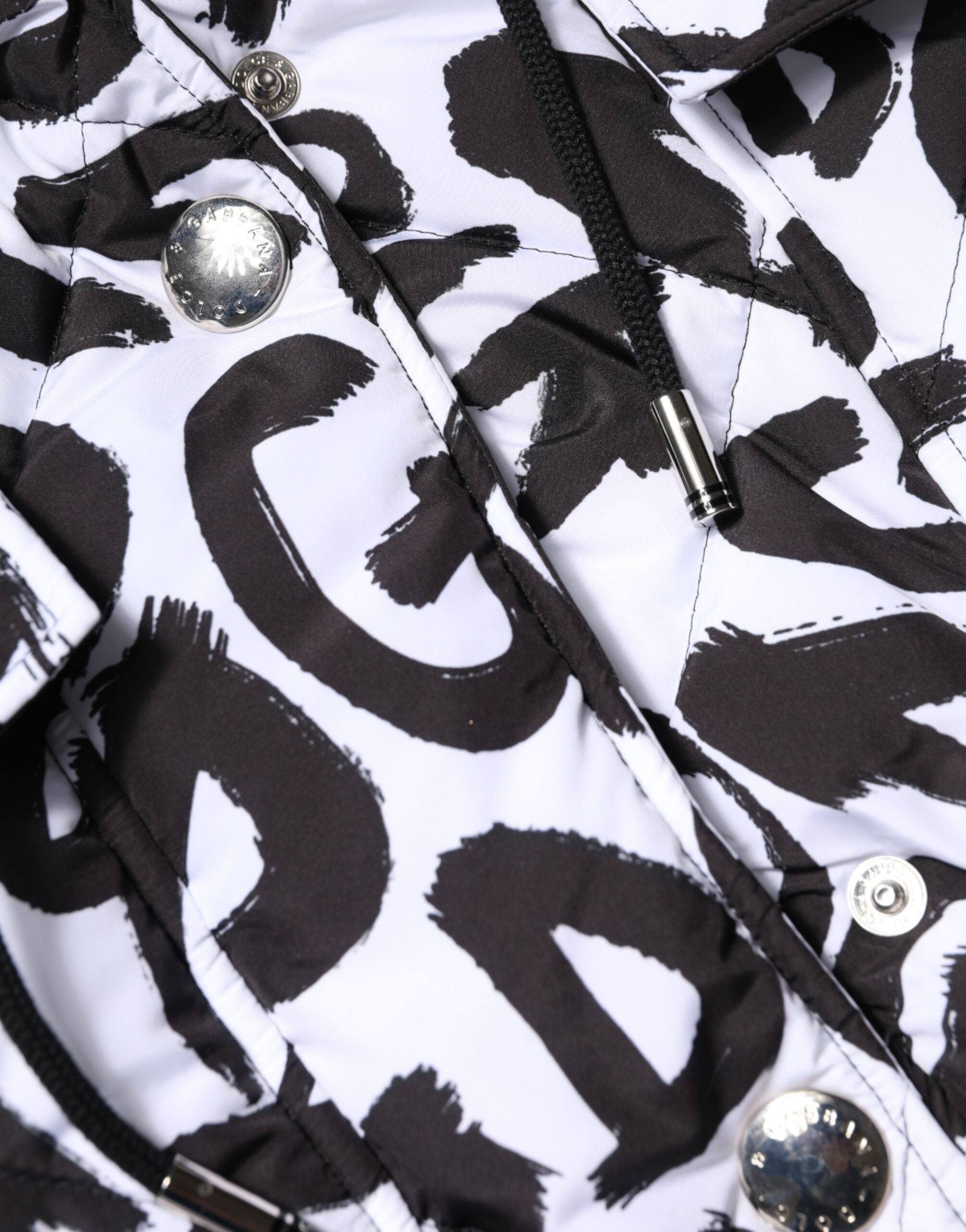 Dolce & Gabbana White DG Mania Sleeveless Hooded Puffer Jacket