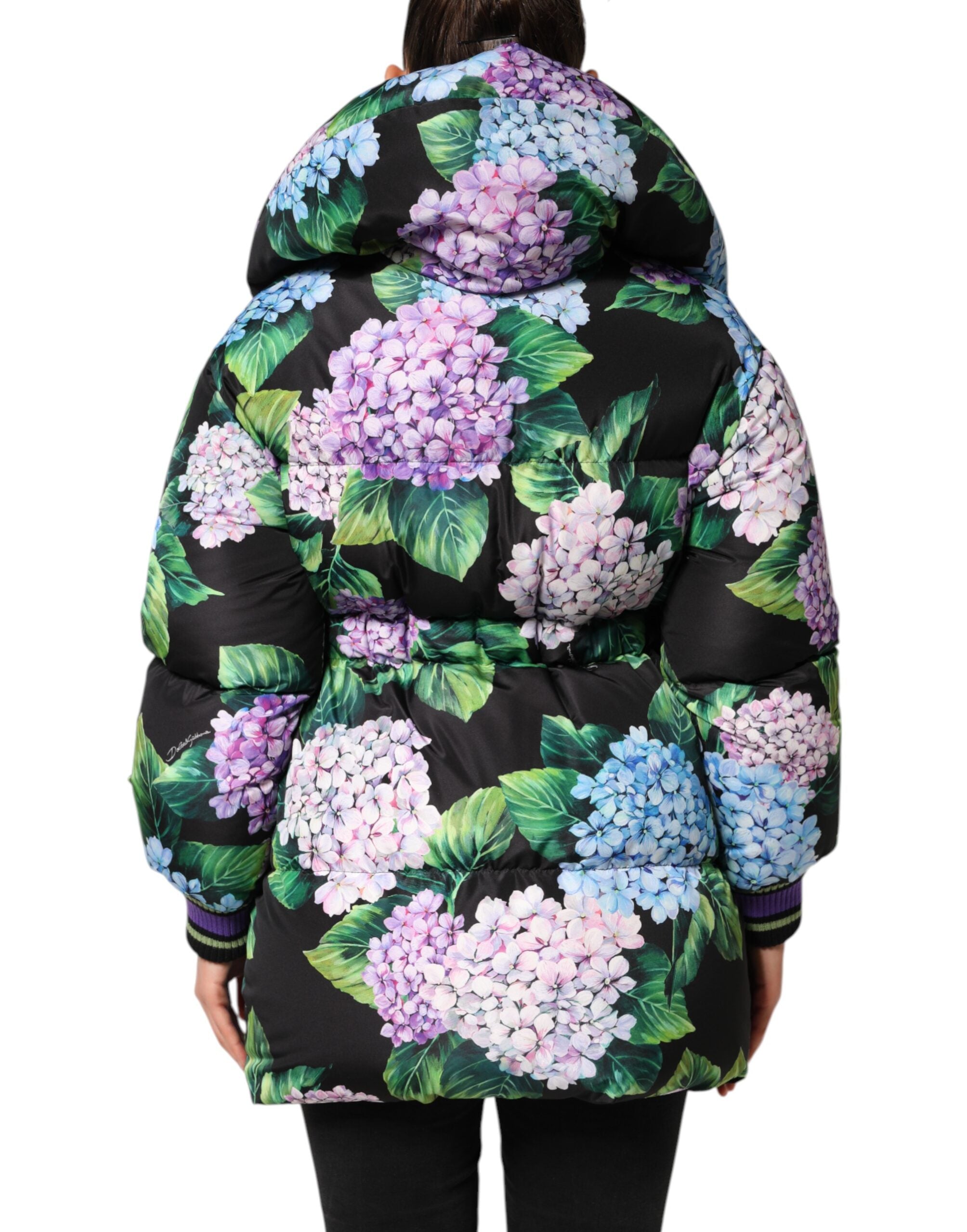 Dolce & Gabbana Gesteppte Jacke mit mehrfarbigem Blumendruck und Puffer