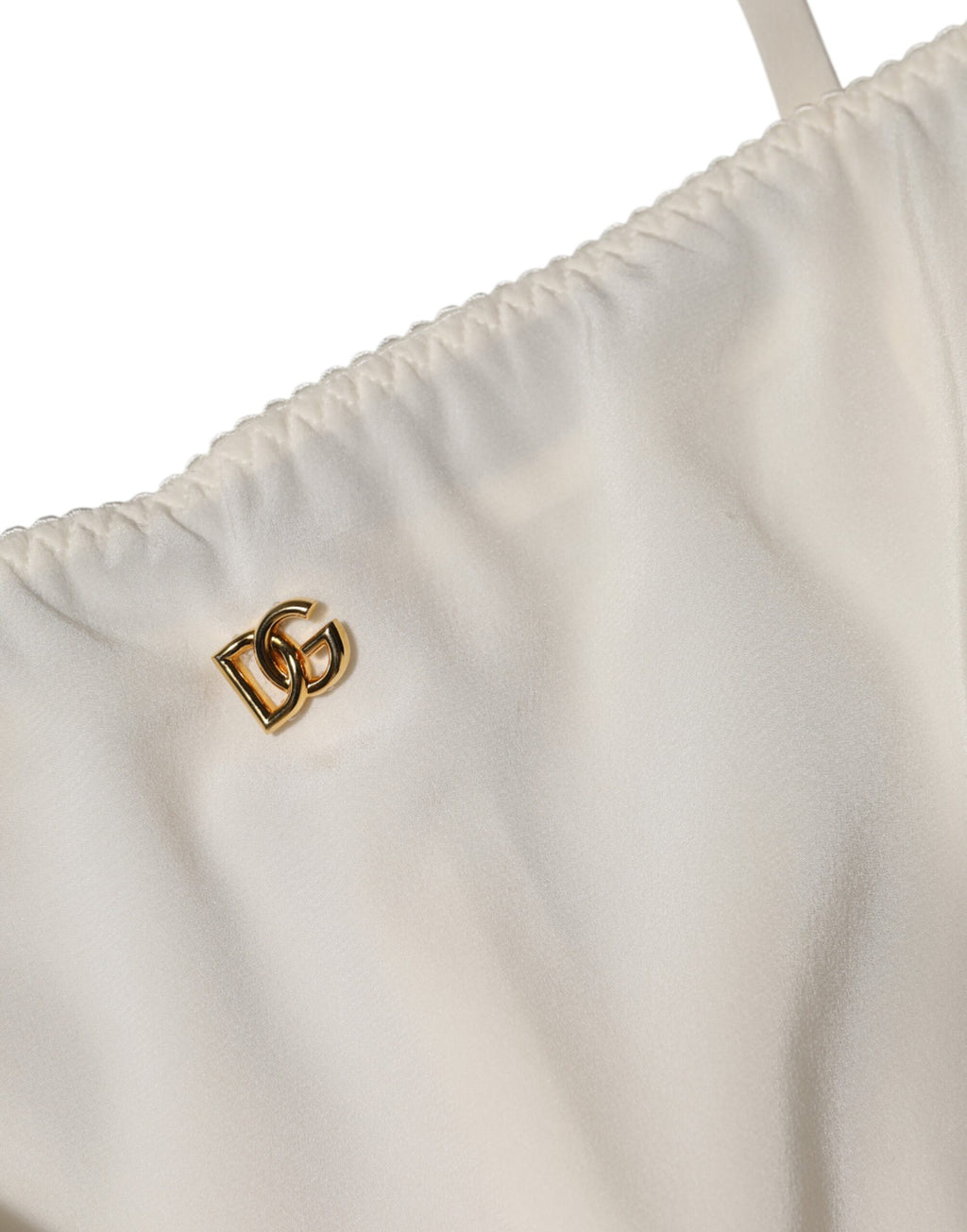 Dolce & Gabbana White Full Slip DG Logo Silk Dress Nightwear