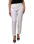 Dolce & Gabbana White Mid-Rise Tapered Wool Trousers