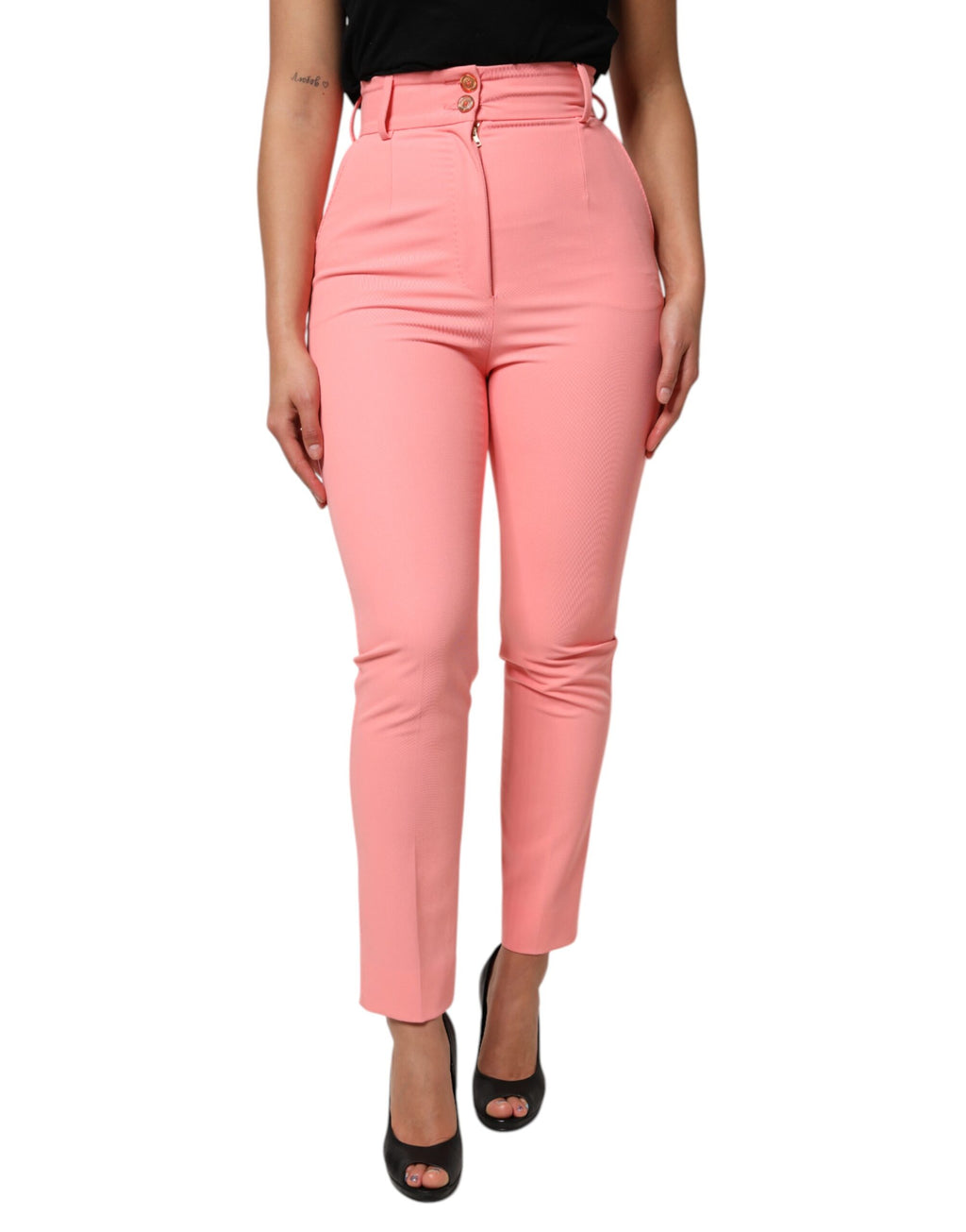 Dolce & Gabbana Pink High-Waist Dress with Tapered Trousers
