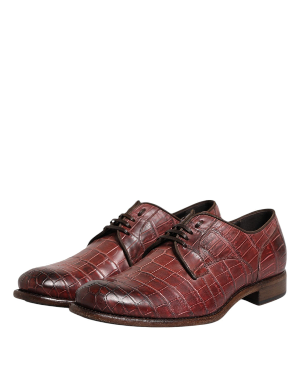 Dolce & Gabbana Burgundy Leather Lace-up Derby Dress Shoes