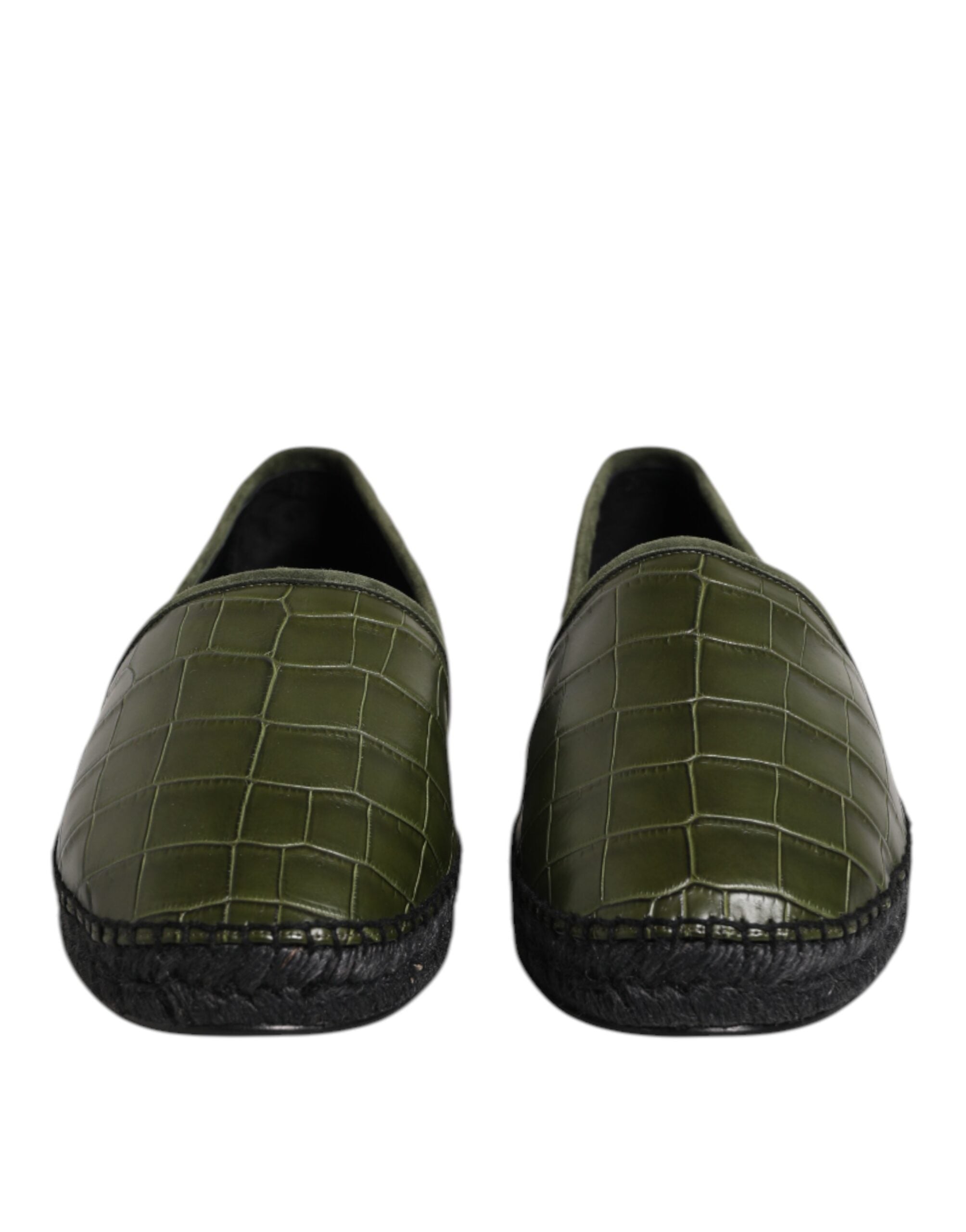 Dolce & Gabbana Grüne Exotische Leder Espadrilles Slip On Schuhe