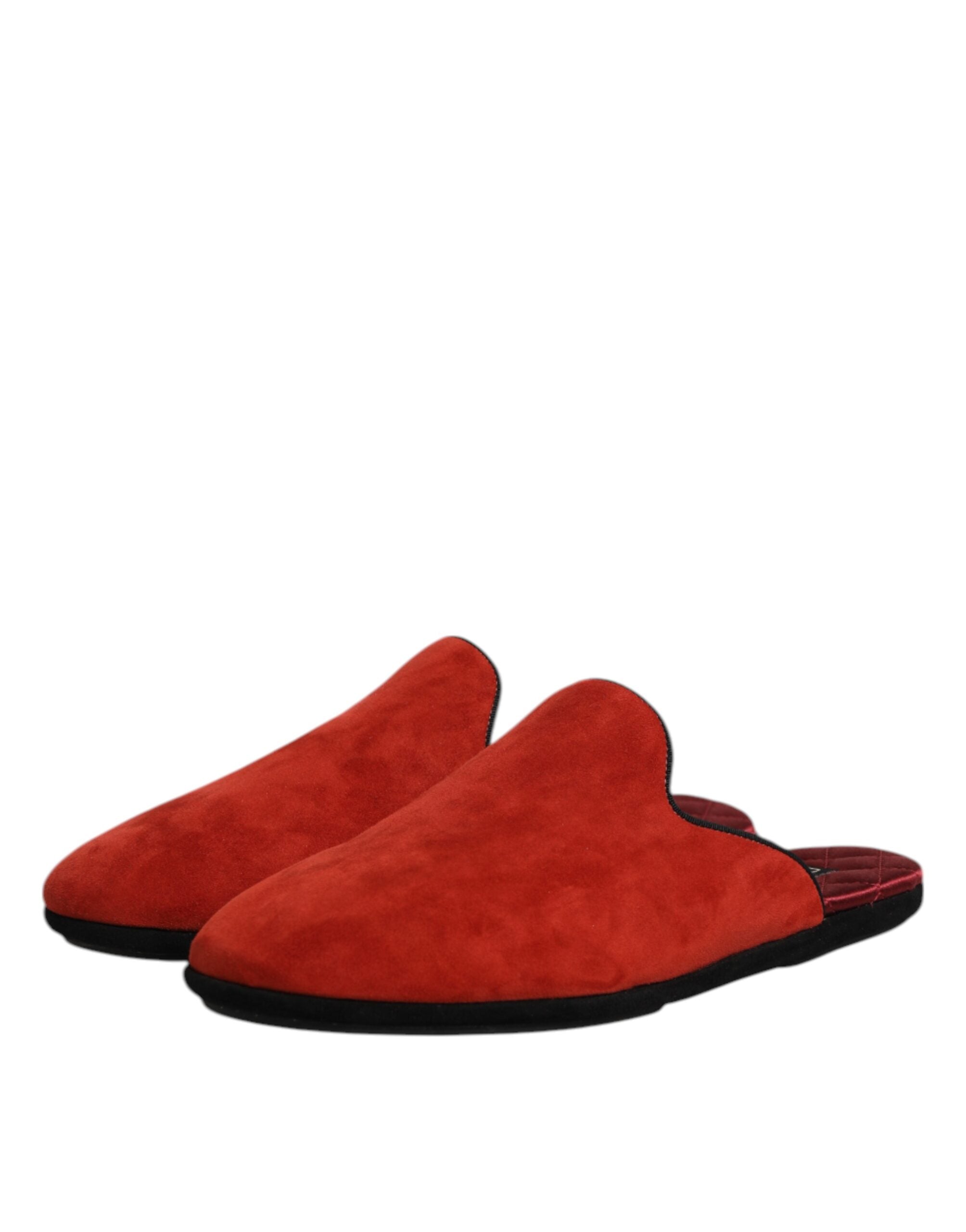 Dolce & Gabbana Orange Wildleder Pantoffeln Flach Hausschuhe