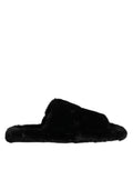 Dolce & Gabbana Schwarzer Polyester-Samt Pantoffel Schuhe