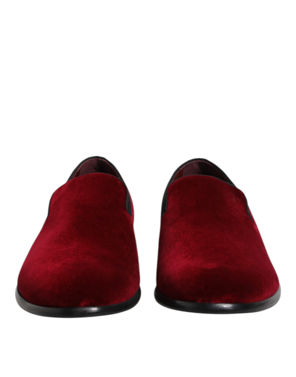 Dolce & Gabbana Red Cotton Velvet Slip-On Loafers Formal Shoes