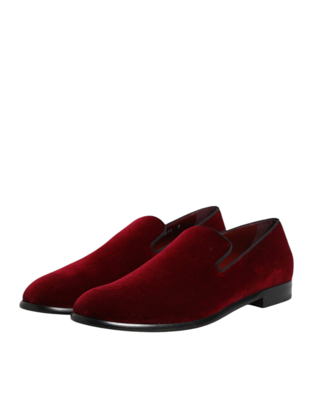 Dolce & Gabbana Red Cotton Velvet Slip-On Loafers Formal Shoes