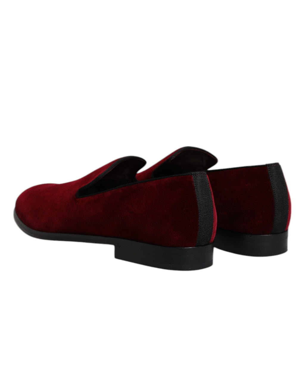Dolce & Gabbana Red Cotton Velvet Slip-On Loafers Formal Shoes