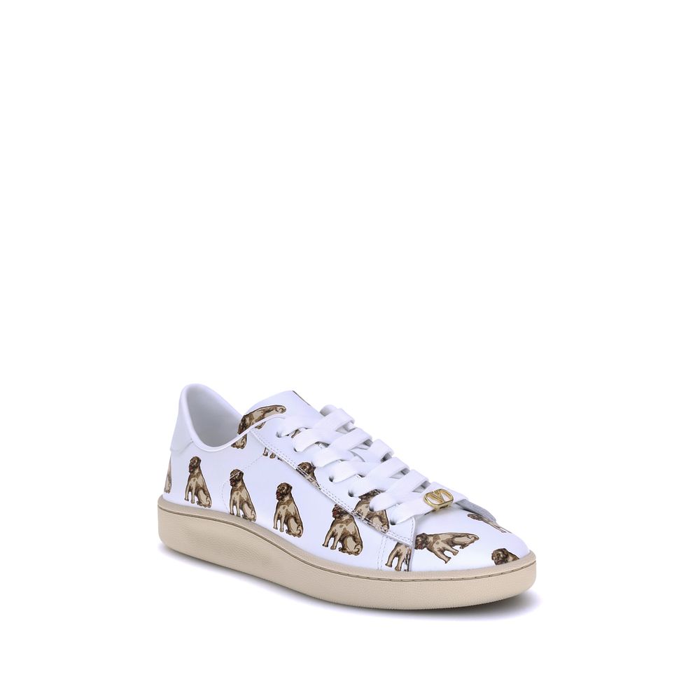 Valentino Garavani Weiße Low-Top-Sneaker aus Kalbsleder Bos Taurus