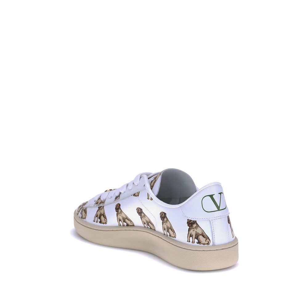 Valentino Garavani Weiße Low-Top-Sneaker aus Kalbsleder Bos Taurus