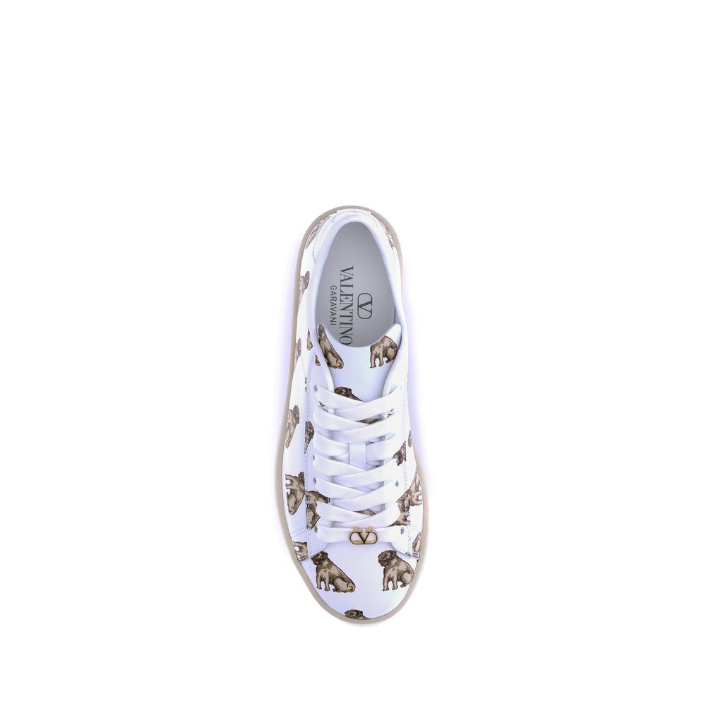 Valentino Garavani Weiße Low-Top-Sneaker aus Kalbsleder Bos Taurus