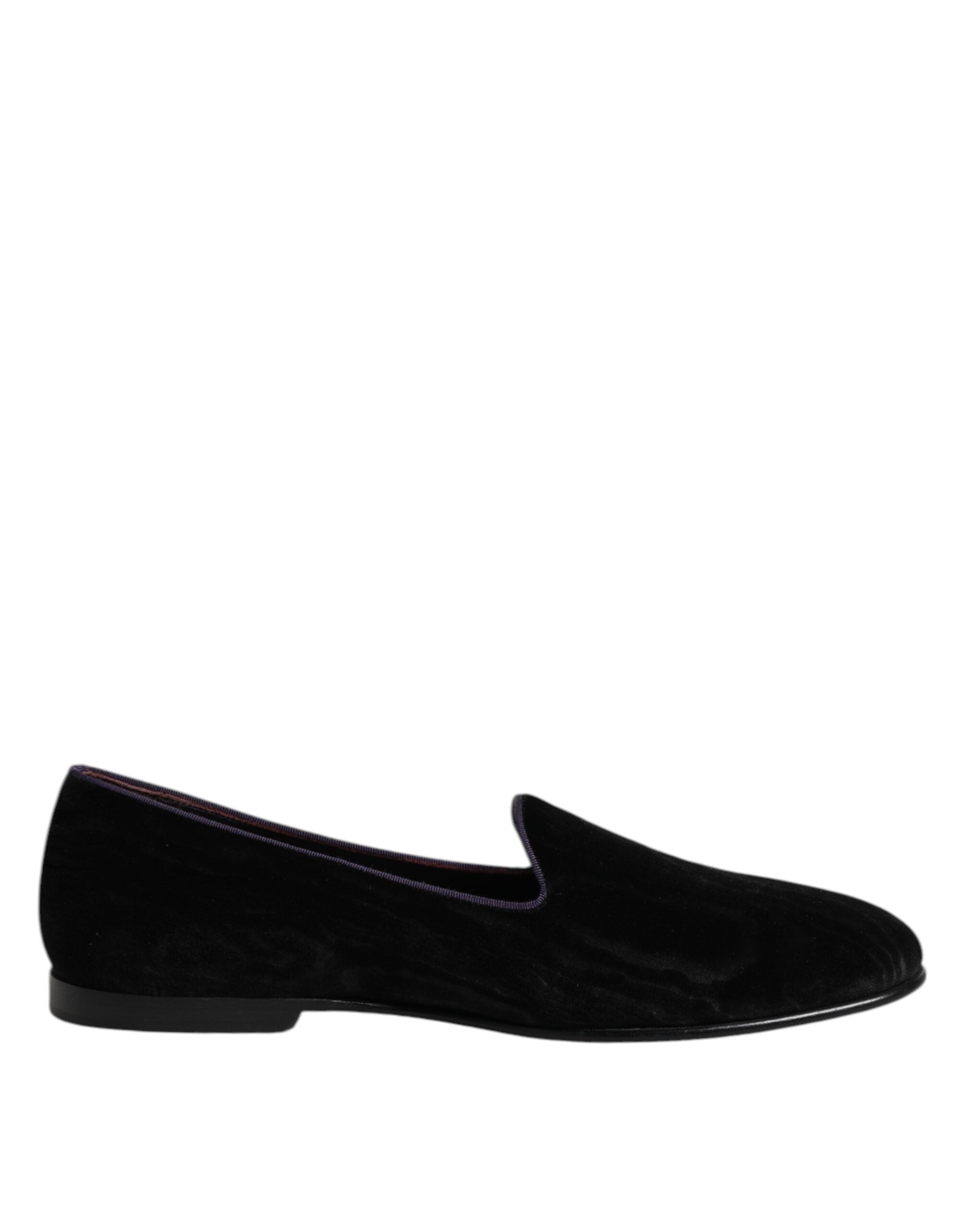 Dolce & Gabbana Black DG Crown Embroidery Loafers Slip-On Shoes