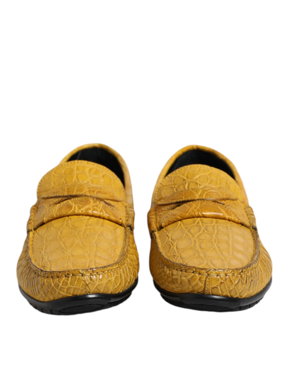 Dolce & Gabbana Yellow Exotic Leather Loafers Slip-On Shoes