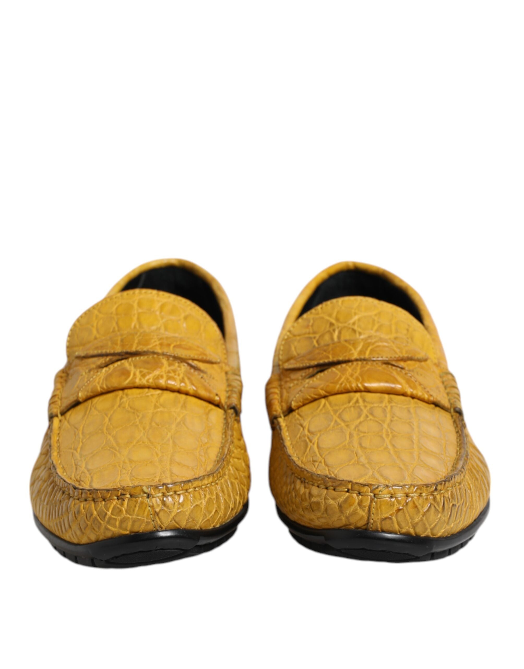 Dolce & Gabbana Yellow Exotic Leather Loafers Slip-On Shoes