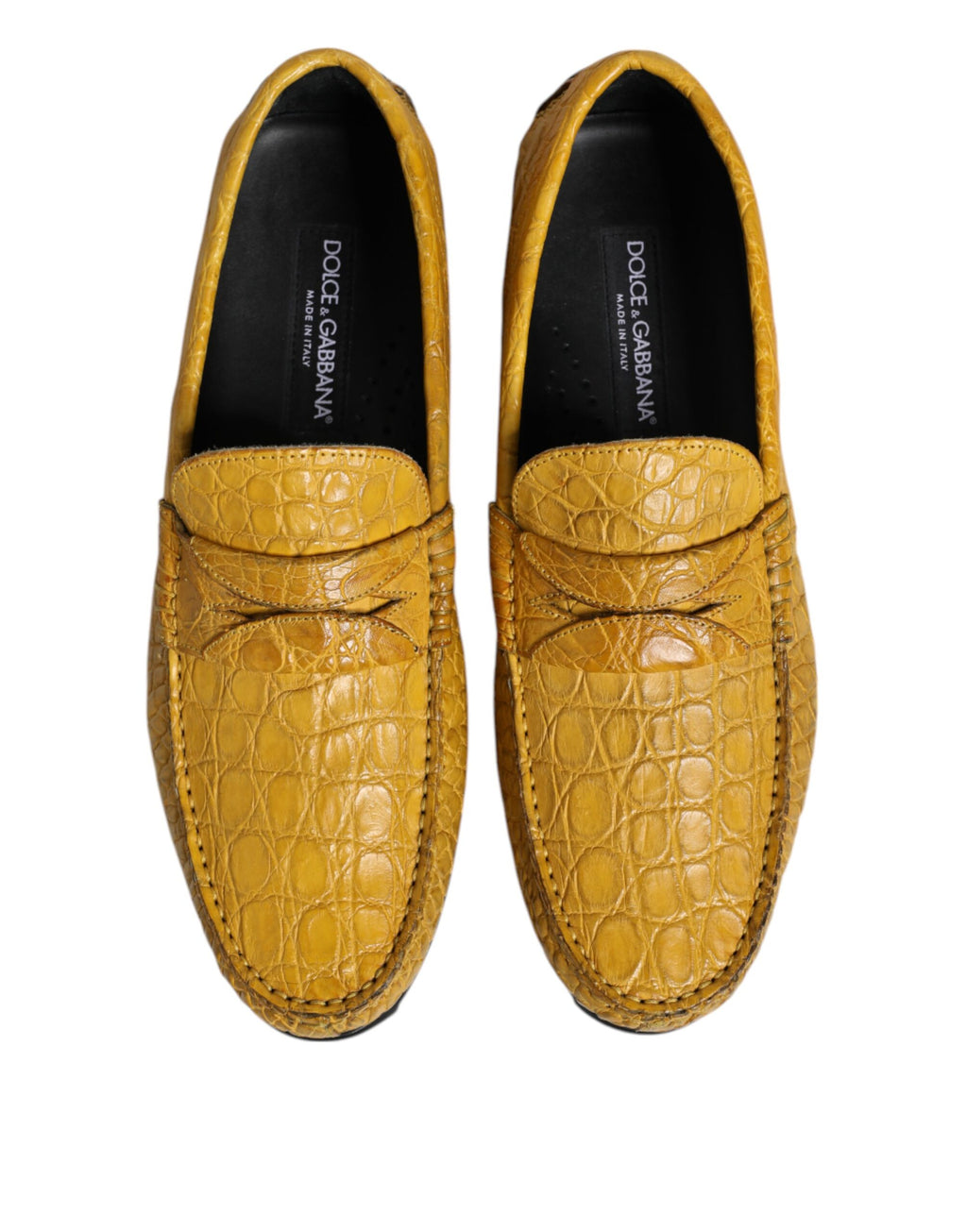 Dolce & Gabbana Yellow Exotic Leather Loafers Slip-On Shoes