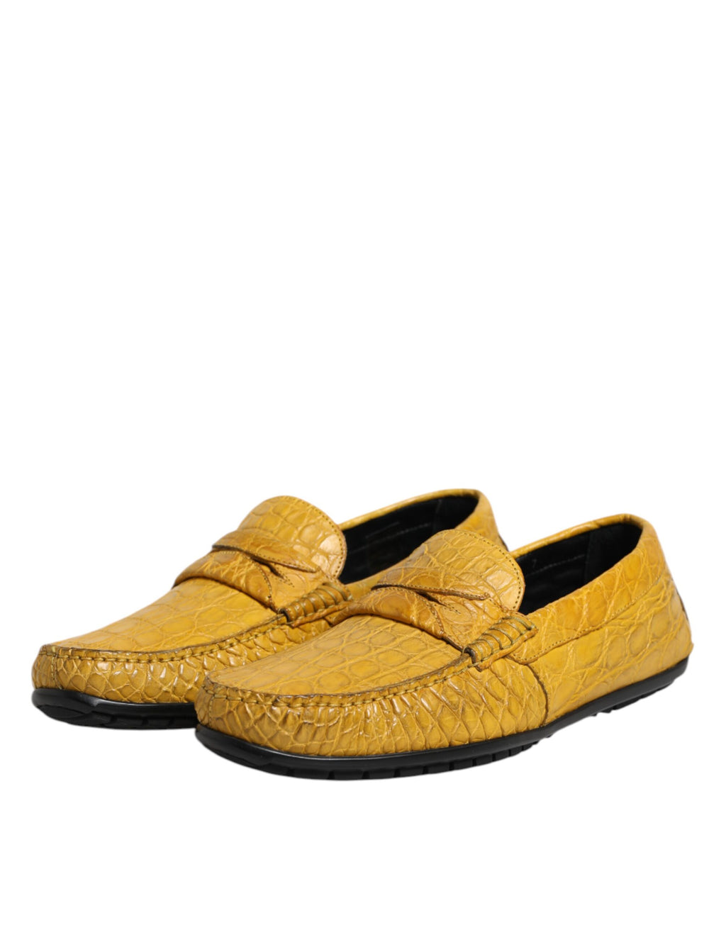 Dolce & Gabbana Yellow Exotic Leather Loafers Slip-On Shoes