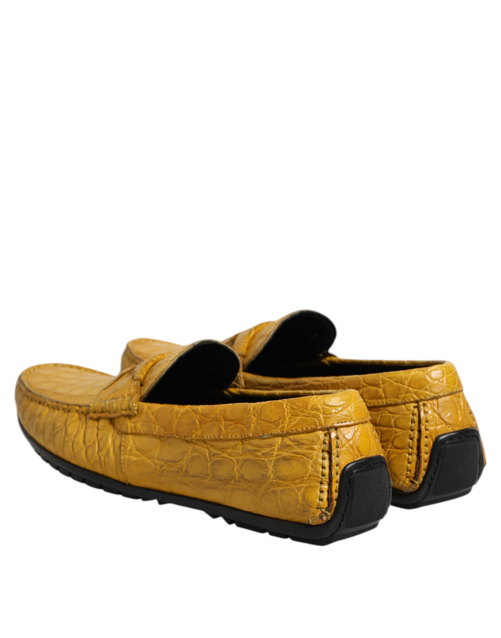 Dolce & Gabbana Yellow Exotic Leather Loafers Slip-On Shoes